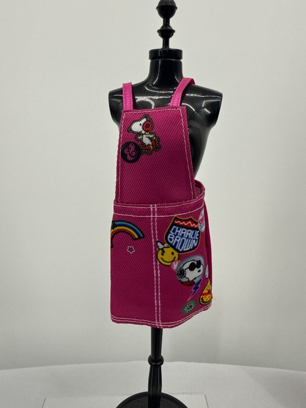 Y2K Barbie Doll x Peanuts Snoopy Pink Denim Overall Mini Dress